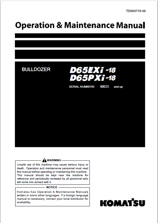 Komatsu D65EXi-18, D65PXi-18 Dozer Service Manual - Image 2