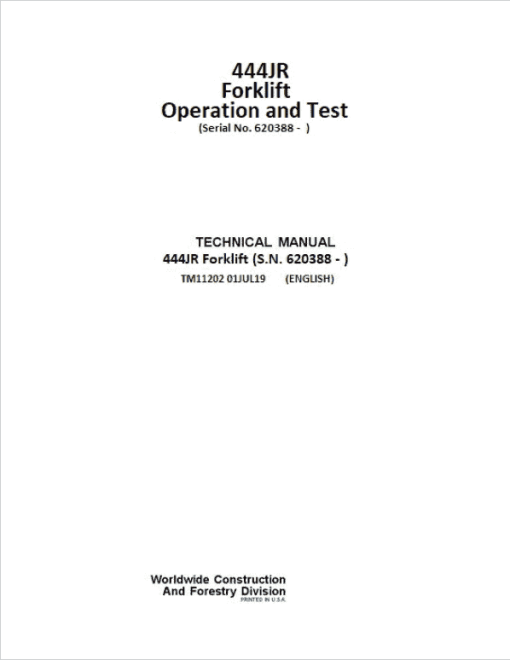 John Deere 444JR Forklift Technical Manual (S.N. after 620388 -) - Image 2