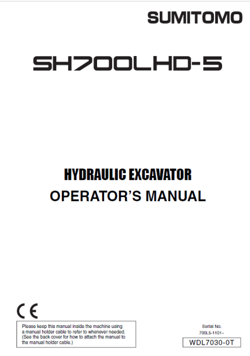 Sumitomo SH700LHD-5 Hydraulic Excavator Repair Service Manual - Image 4