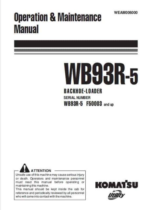 Komatsu WB93R-5 Backhoe Loader Repair Service Manual - Image 2