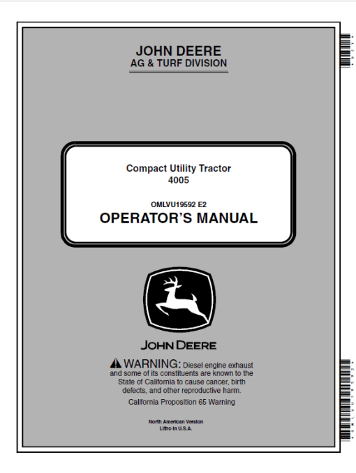 John Deere 4005 Compact Utility Tractor Repair Technical Manual - Image 2