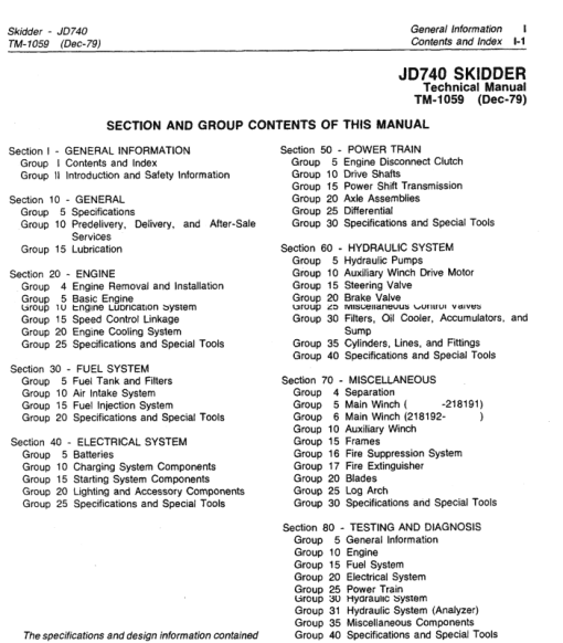 John Deere 740 Skidder Repair Technical Manual (TM1059 and TM1101) - Image 6