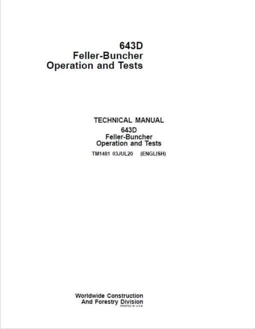 John Deere 643D Feller Buncher Repair Technical Manual - Image 2