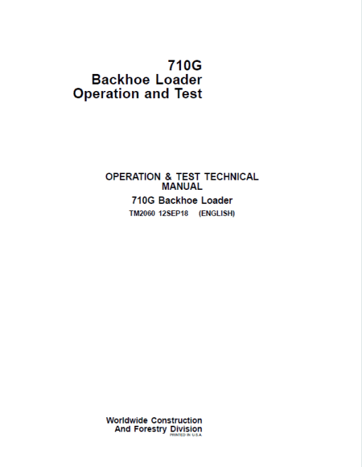 John Deere 710G Backhoe Loader Repair Technical Manual - Image 2