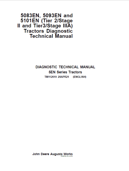 John Deere 5083EN, 5093EN, 5101EN (Tier 2 & 3 ) Repair Technical Manual - Image 2