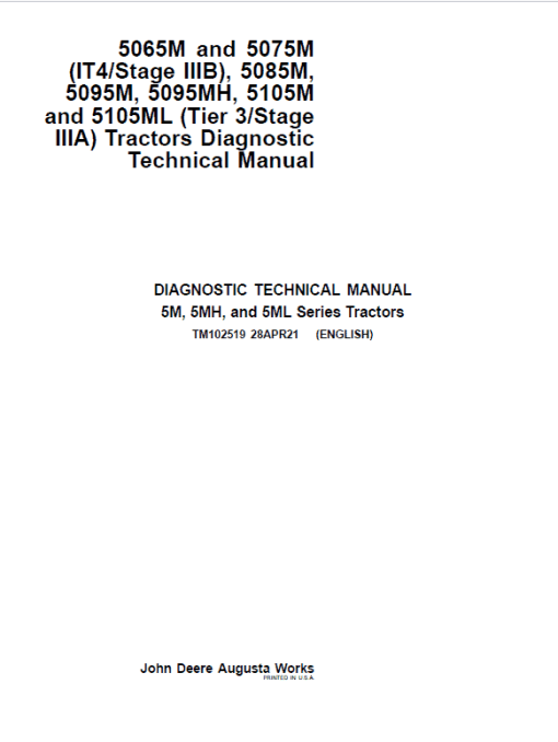 John Deere 5085M, 5095M, 5095MH, 5105M, 5105ML (Tier 3) Tractor Repair Manual - Image 2