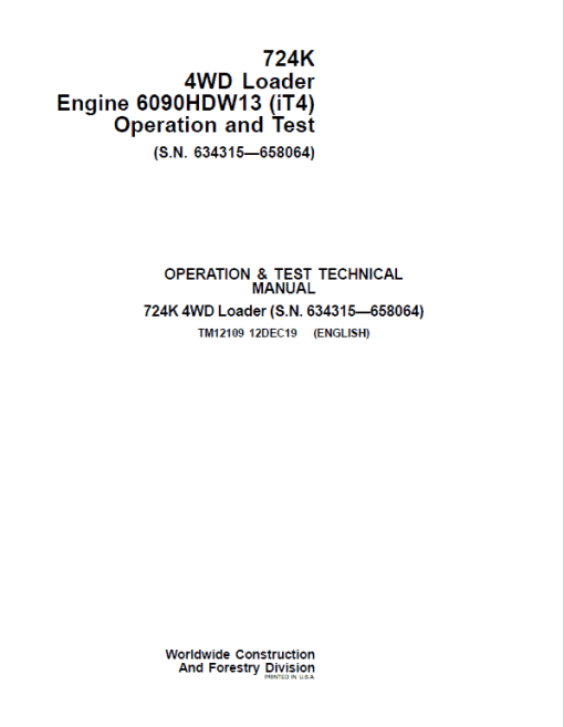 John Deere 724K 4WD Engine 6090HDW13 (iT4) Technical Manual (S.N 634315 - 658064) - Image 2