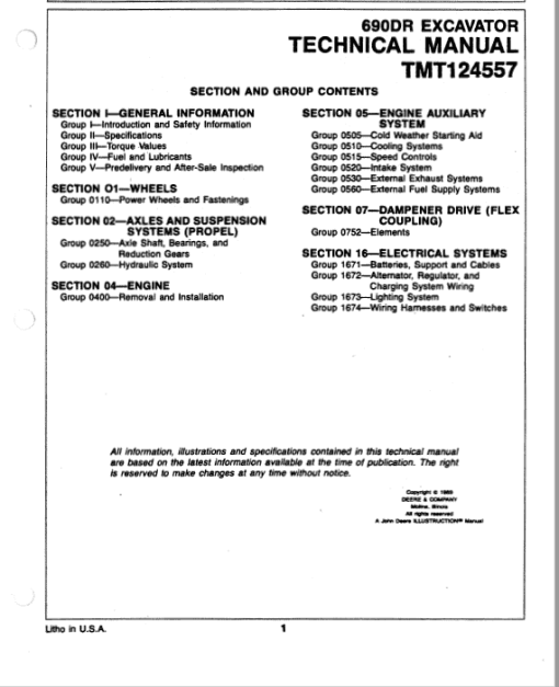 John Deere 690DR Excavator Repair Technical Manual (TMT124557) - Image 4