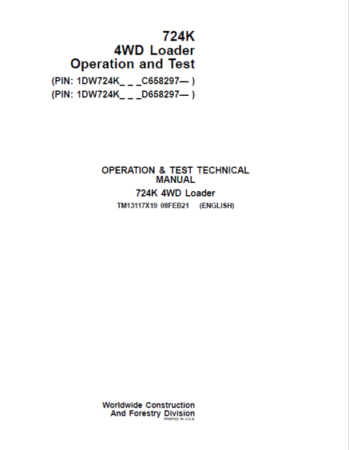 John Deere 724K 4WD Loader Technical Manual (S.N. after C658297 & D658297 - ) - Image 2