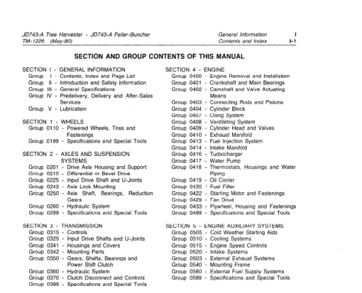 John Deere 743A Harvester & Feller-Buncher Technical Manual (TM1226) - Image 2