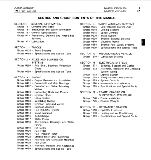 John Deere 890 Excavator Repair Technical Manual (TM1163) - Image 3