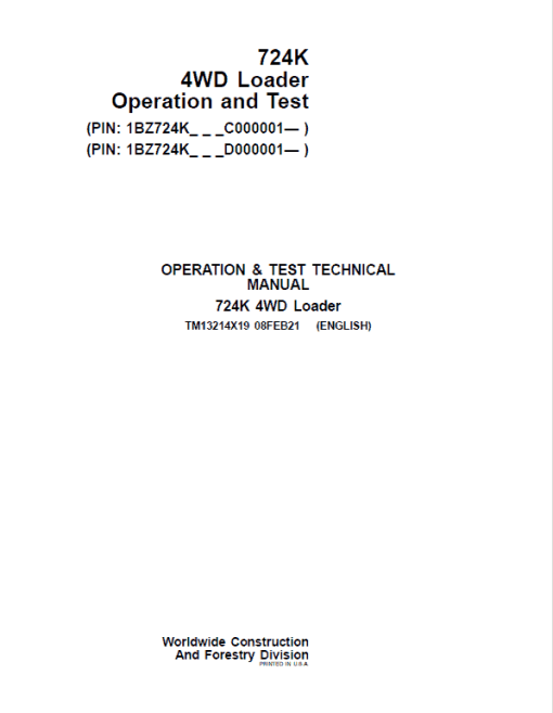 John Deere 724K 4WD Technical Manual (S.N from C000001 & D000001 - ) - Image 2