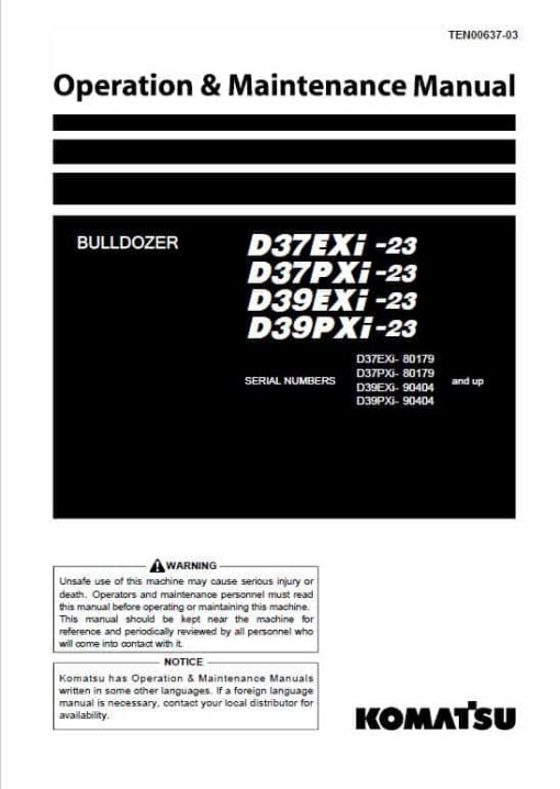 Komatsu D37EXi-23, D37PXi-23, D39EXi-23, D39PXi-23 Dozer Service Manual - Image 2