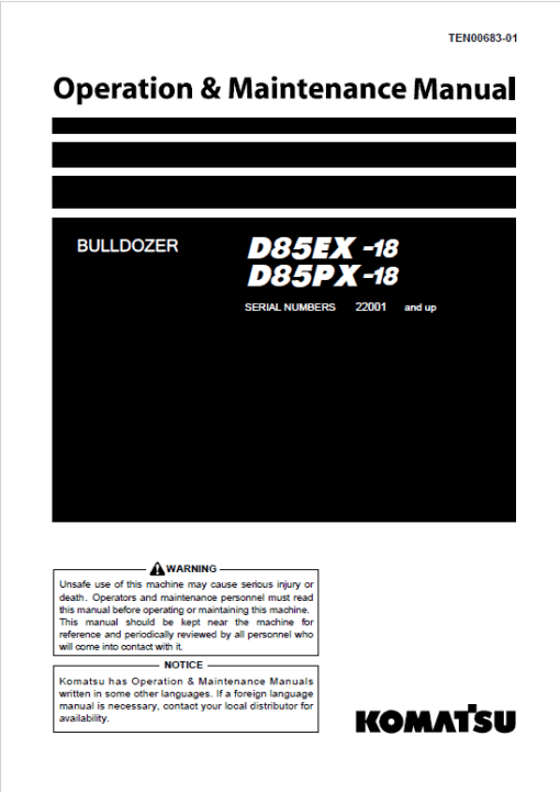 Komatsu D85EX-18, D85PX-18 Dozer Service Manual - Image 2