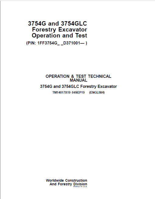 John Deere 3754G, 3754GLC Swing Excavator Repair Technical Manual (S.N after D371001 - ) - Image 2