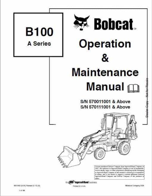 Bobcat B100 Loader Service Repair Manual - Image 2