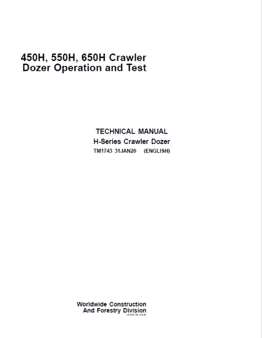 John Deere 450H, 550H, 650H Crawler Dozer Technical Manual (TM1743 and TM1744) - Image 2