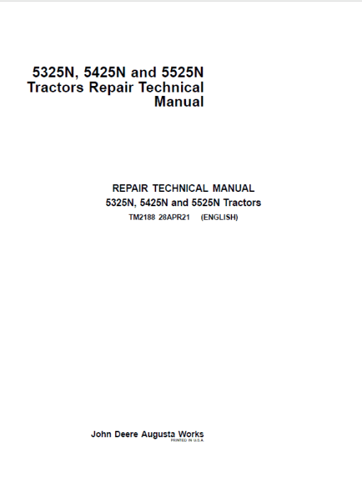 John Deere 5325N, 5425N, 5525N Tractors Repair Technical Manual - Image 2