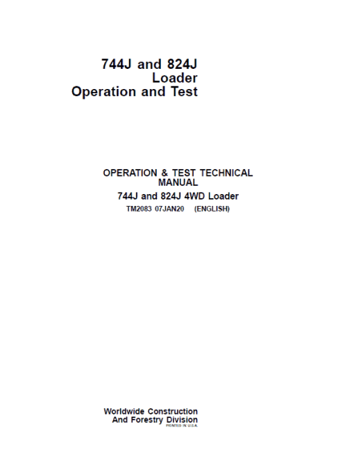 John Deere 744J, 824J 4WD Loader Repair Technical Manual - Image 2