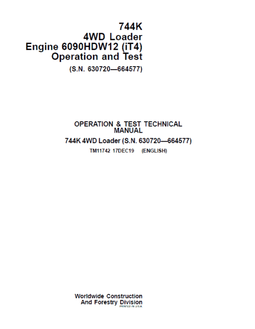 John Deere 744K 4WD Engine 6090HDW12 (iT4) Technical Manual (S.N 630720 - 664577) - Image 2