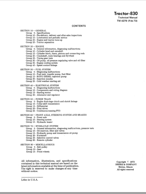 John Deere 830 Utility Tractor Repair Technical Manual - Image 2