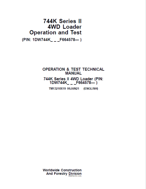 John Deere 744K 4WD Series II Loader Technical Manual (S.N after F664578 -) - Image 2