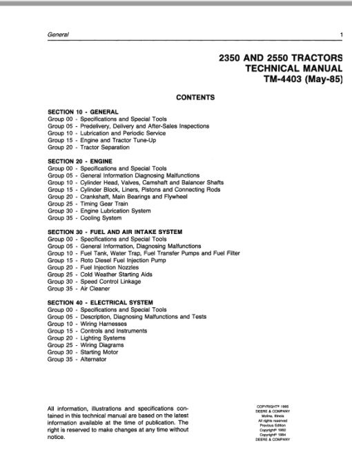 John Deere 2350, 2550 Tractors Repair Technical Manual - Image 2