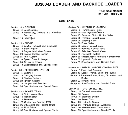 John Deere 300B Backhoe Loader Repair Technical Manual (TM1087) - Image 3