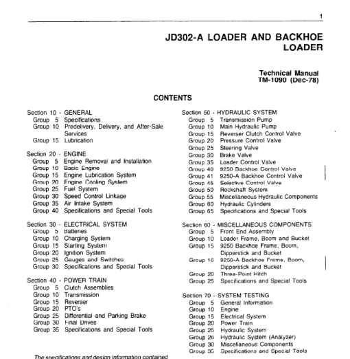 John Deere 302A Backhoe Loader Repair Technical Manual (TM1090) - Image 3