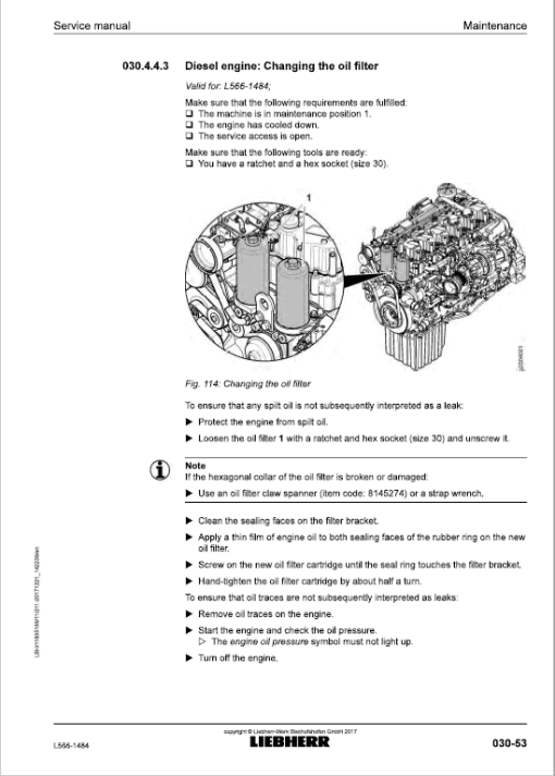 Liebherr L566 Type 1484 Wheel Loader Service Manual - Image 2