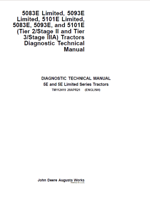 John Deere 5083E, 5093E, 5101E Tractors Repair Technical Manual - Image 2