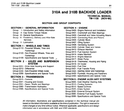 John Deere 310A, 310B Backhoe Loaders Technical Manual (TM1158) - Image 3