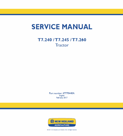 New Holland T7.230, T7.240, T7.245, T7.260, T7.270 Tractor Service Manual - Image 5