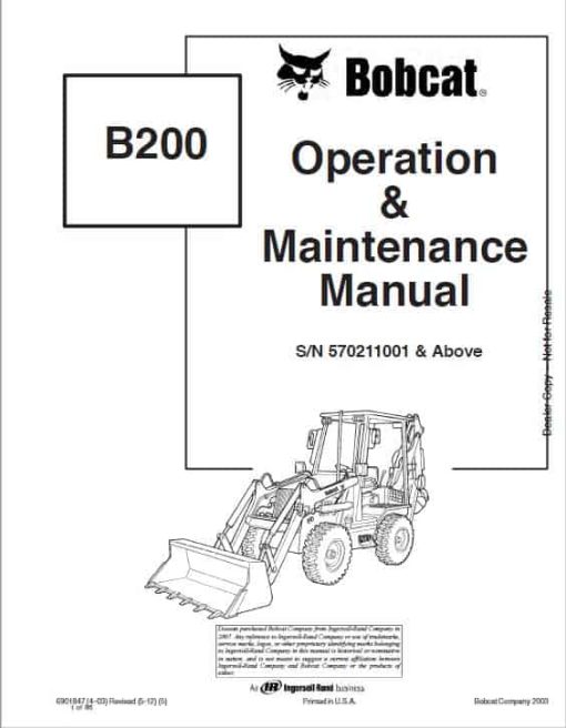 Bobcat B200 Loader Service Repair Manual - Image 2