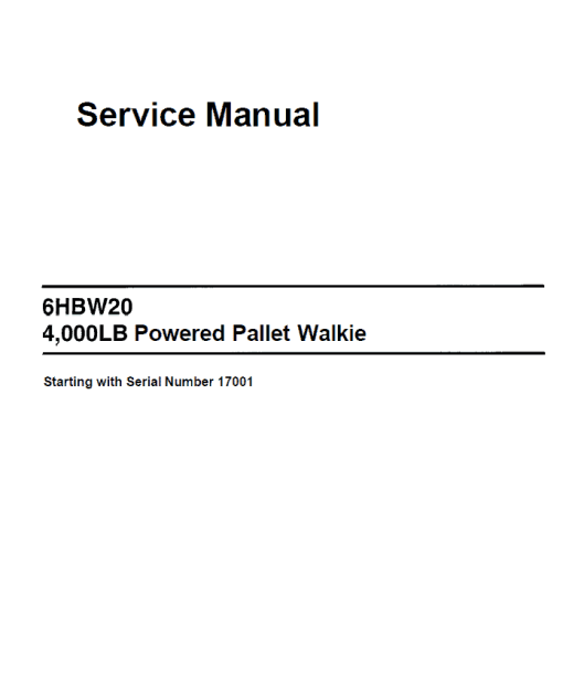 Toyota 6HBW20 Powered Pallet Walkie Service Repair Manual - Image 2