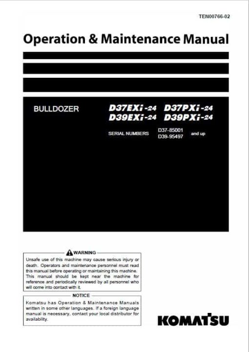 Komatsu D37EXi-24, D37PXi-24, D39EXi-24, D39PXi-24 Dozer Service Manual - Image 2