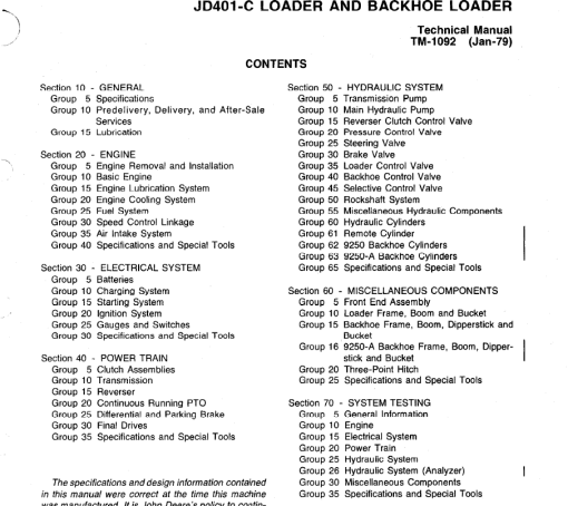 John Deere 401C Backhoe Loader Repair Technical Manual (TM1092) - Image 3