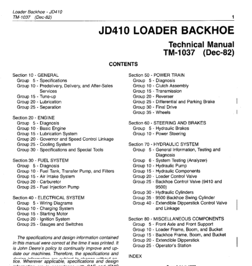 John Deere 410 Backhoe Loader Technical Manual (TM1037 and TM4290) - Image 3