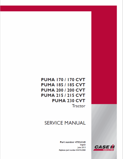 Case Puma 170, 185, 200, 215, 230 CVT Tractor Service Manual - Image 2