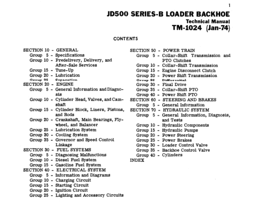 John Deere 500B Backhoe Loader Repair Technical Manual (TM1024) - Image 3