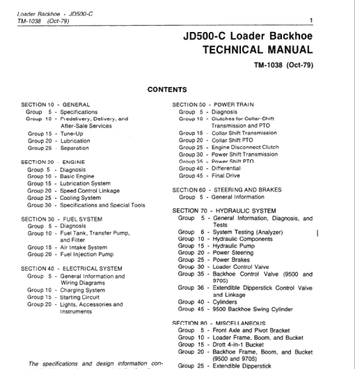 John Deere 500C Backhoe Loader Repair Technical Manual (TM1038) - Image 3