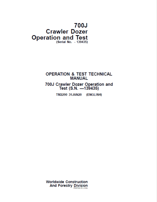 John Deere 700J Crawler Dozer Technical Manual (SN before 139435) - Image 5