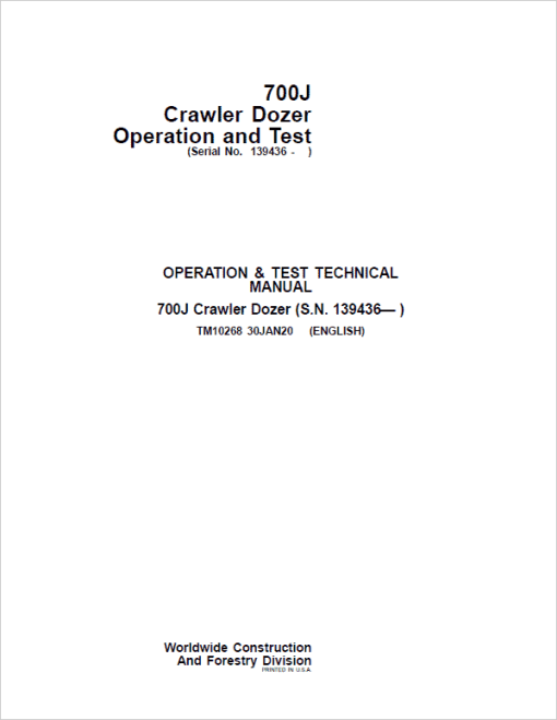 John Deere 700J Crawler Dozer Technical Manual (SN. from 139436) - Image 2