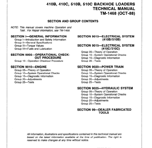 John Deere 410B, 410C, 510B, 510C Backhoe Loader Technical Manual - Image 3