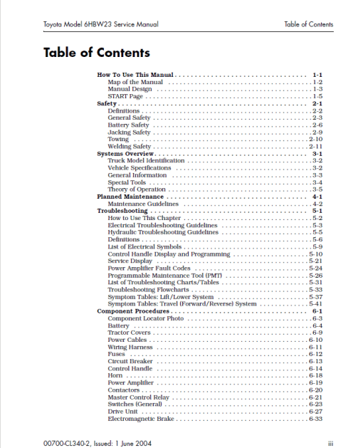 Toyota 6HBW23 Powered Pallet Walkie Service Repair Manual - Image 2