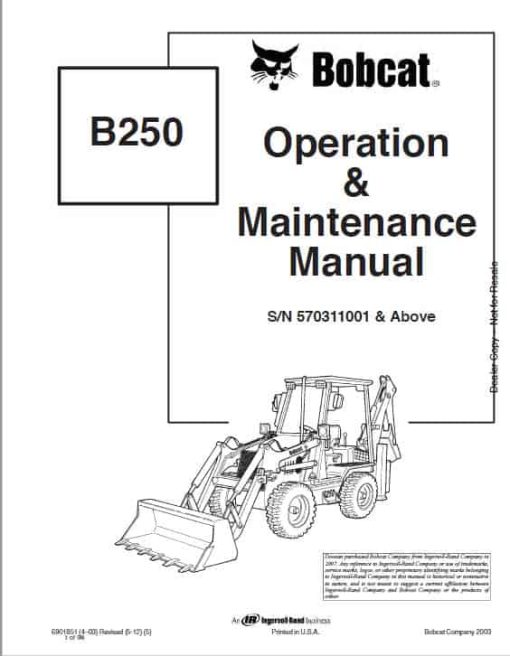 Bobcat B250 Loader Service Repair Manual - Image 2