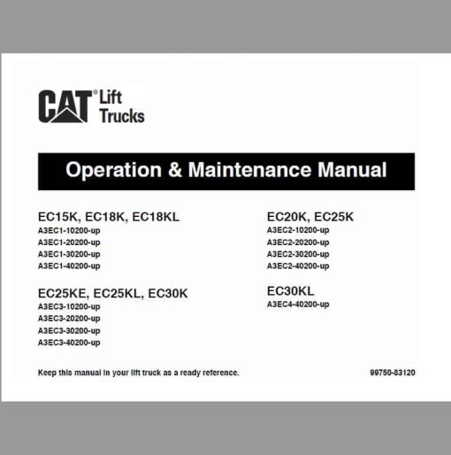 CAT EC25K, EC25KE, EC25KL, EC30K, EC30KL Forklift Lift Truck Service Manual - Image 2