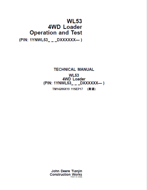 John Deere WL53 4WD Loader Repair Technical Manual (S.N after D100080 - ) - Image 2