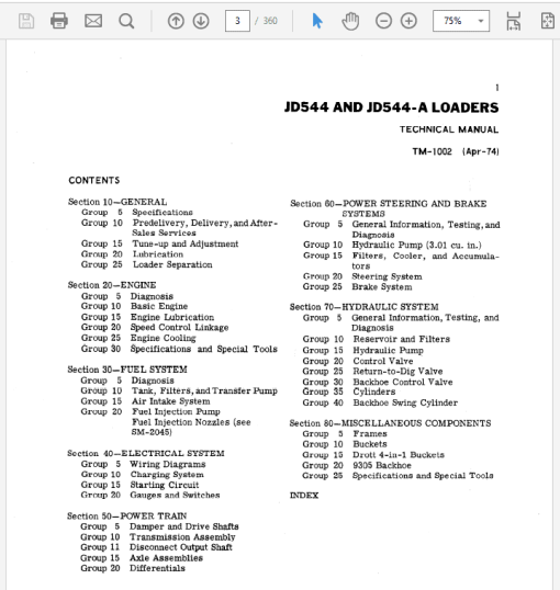 John Deere 544, 544A Loader Repair Technical Manual (TM1002) - Image 3