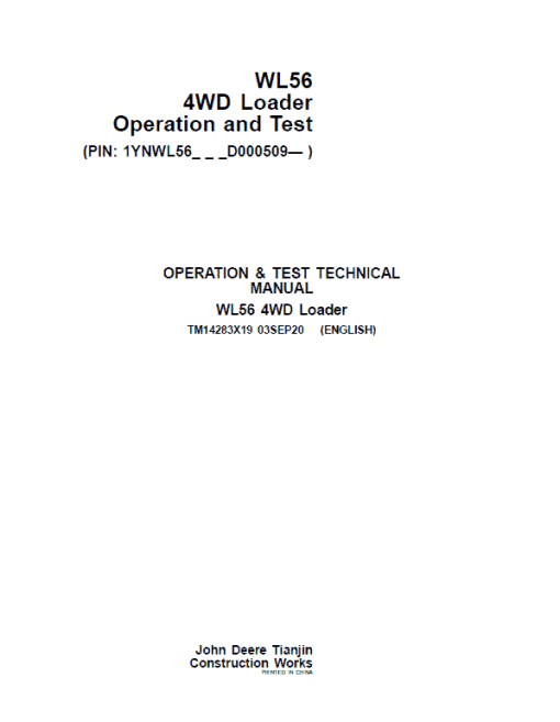 John Deere WL56 4WD Loader Repair Technical Manual (S.N after D000509 - ) - Image 2